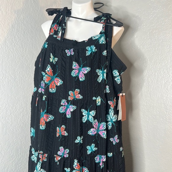 CRISTINA MARTINEZ PRINT TIERED SUNDRESS IN BLACK BUTTERFLY BEAUTY SIZE 3X - Picture 5 of 10